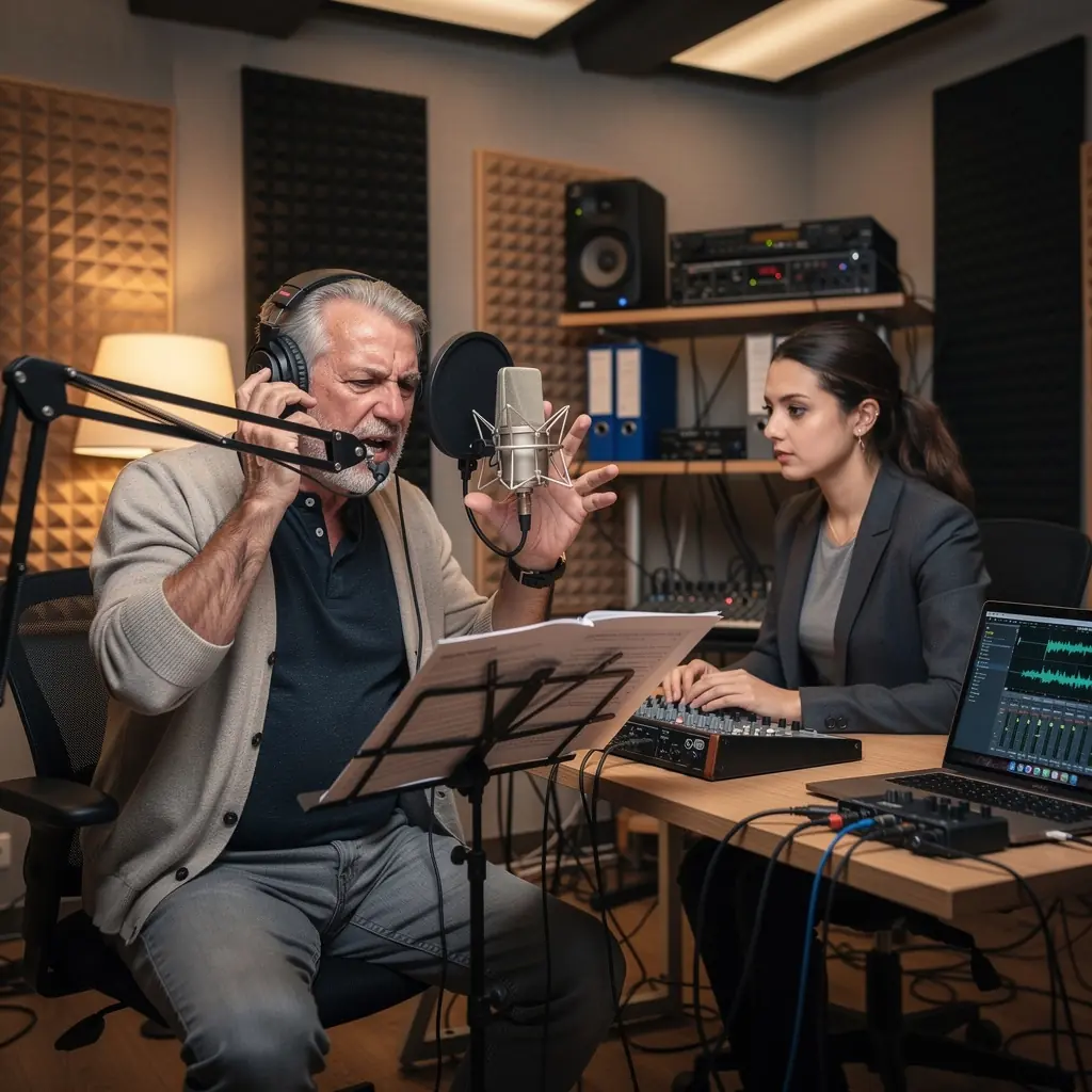 A professional team filming a corporate video in a modern office setting.