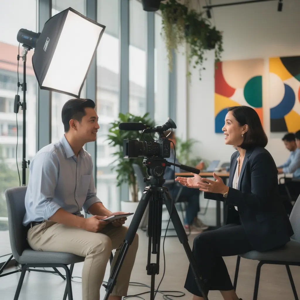 An outdoor shoot capturing a company's team-building event for a video project.